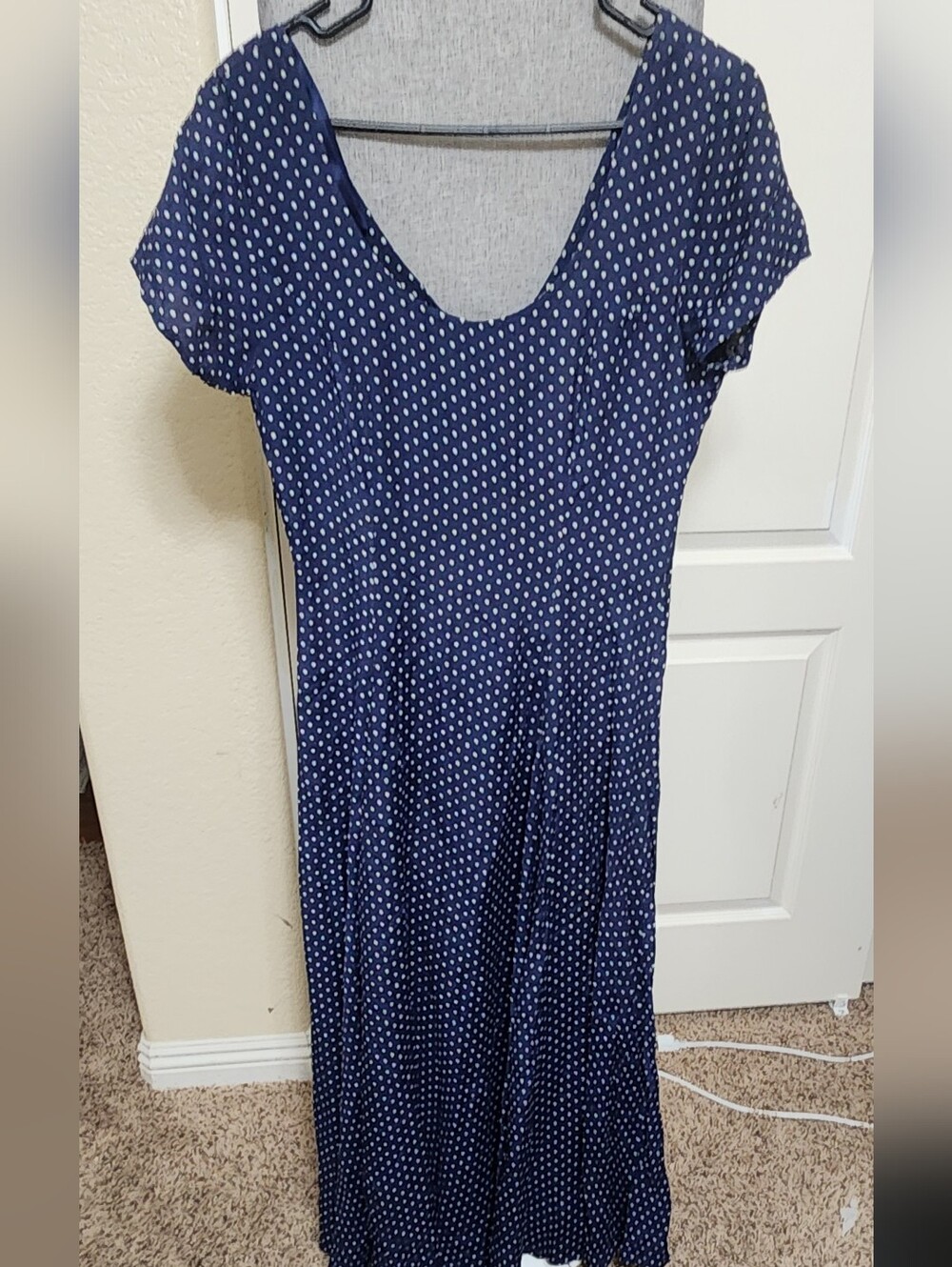Express Navy And White Polka Dot Maxi Dress Size 9/10